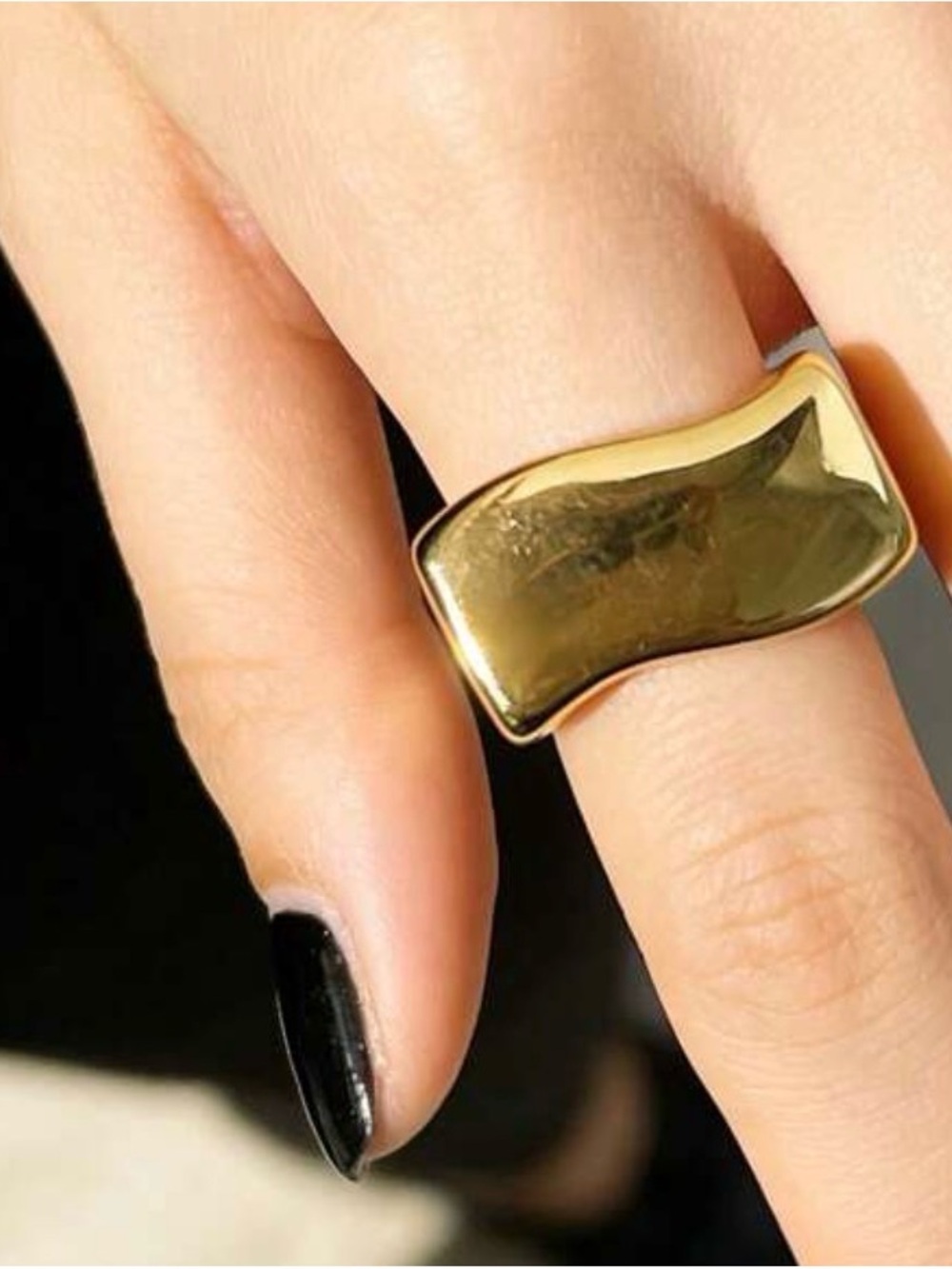 Chunky Gold Curved Statement Ring